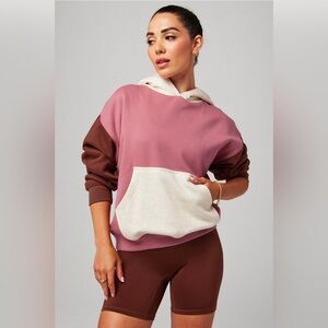 FABLETICS Cozy Fleece Hoodie Color: Blush Mauve/Bone Heather/Sepia